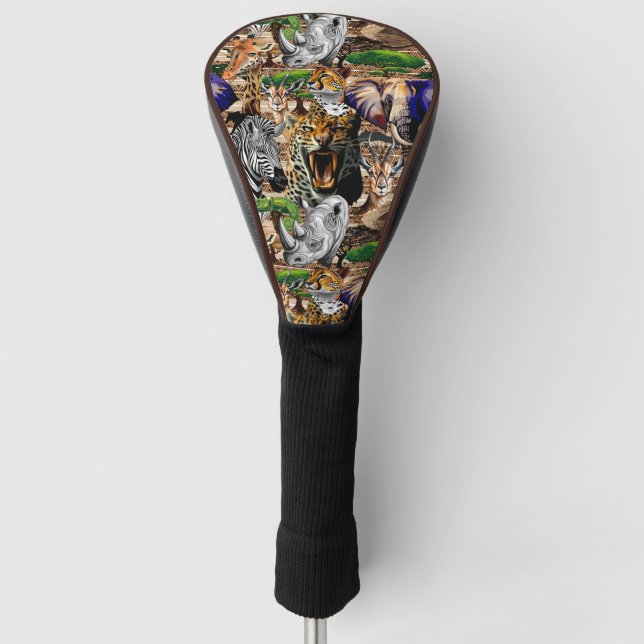 Wild afrikanische Savanna Tiere Golf Headcover (Vorderseite)