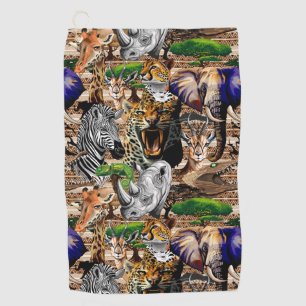 Wild afrikanische Savanna Tiere Golfhandtuch