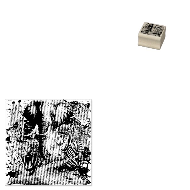 Wild afrikanische Savanna Tiere Gummistempel (Stempel)
