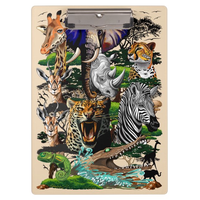 Wild afrikanische Savanna Tiere Klemmbrett (Vorderseite)