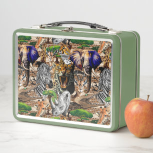 Wild afrikanische Savanna Tiere Metall Brotdose