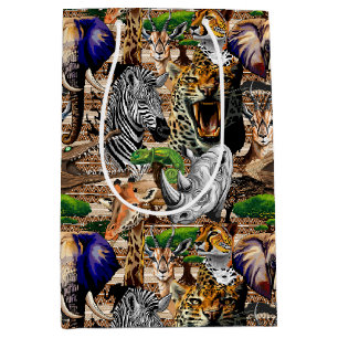 Wild afrikanische Savanna Tiere Mittlere Geschenktüte
