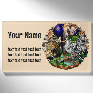 Wild afrikanische Savanna Tiere Namenschild