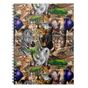 Wild afrikanische Savanna Tiere Notizblock