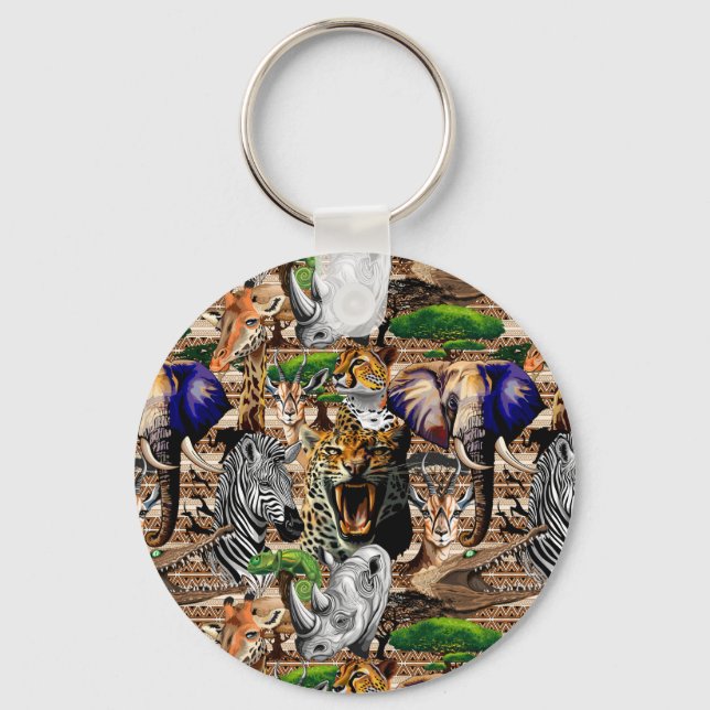 Wild afrikanische Savanna Tiere Schlüsselanhänger (Vorderseite)