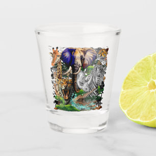 Wild afrikanische Savanna Tiere Schnapsglas