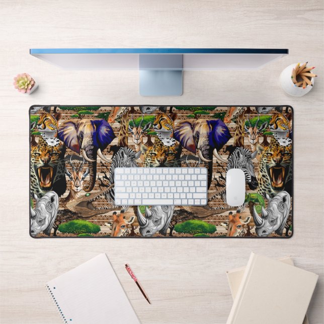 Wild afrikanische Savanna Tiere Schreibtischunterlage (Büro 1)