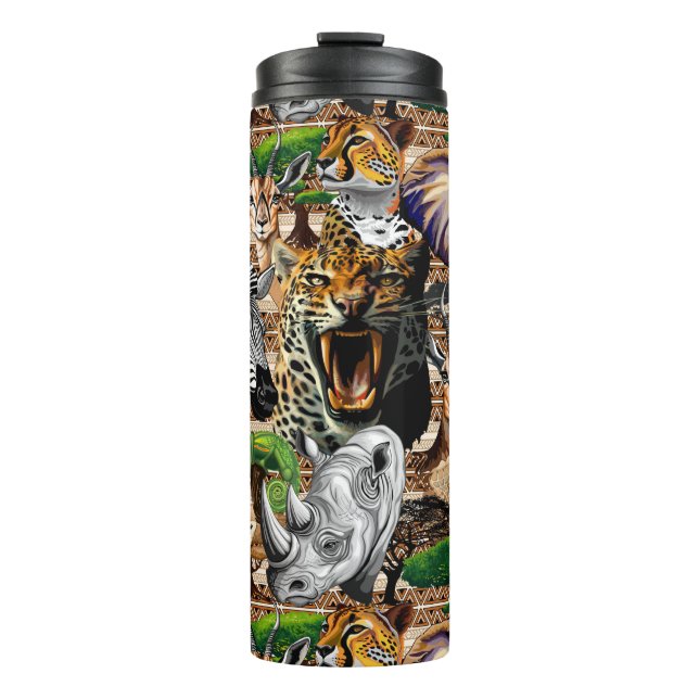 Wild afrikanische Savanna Tiere Thermosbecher (Vorderseite)
