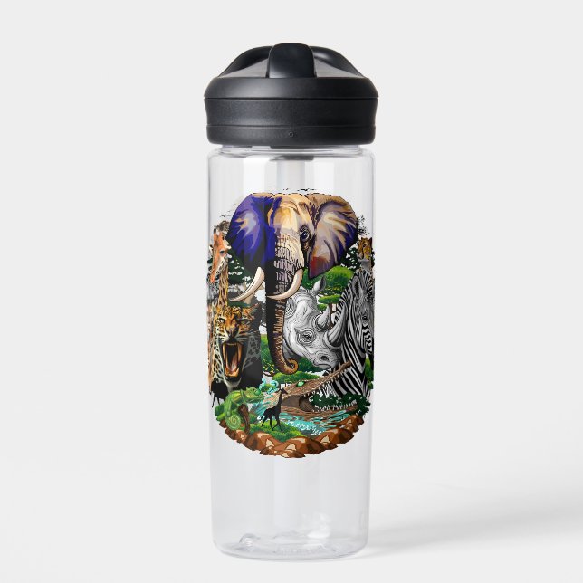 Wild afrikanische Savanna Tiere Trinkflasche (Vorderseite)