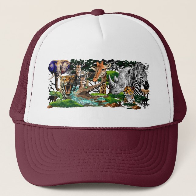 Wild afrikanische Savanna Tiere Truckerkappe (Vorderseite)