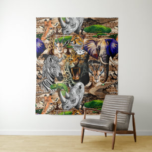 Wild afrikanische Savanna Tiere Wandteppich