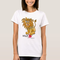 Wild am Herz-Cartoon-Löwe-T - Shirt