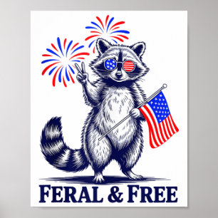 Wild & Amp; Freie Patriotische Racoon Ferry und Poster