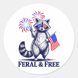 Wild & Amp; Freie Patriotische Racoon Ferry und Runder Aufkleber