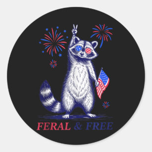 Wild & Amp; Freie Patriotische Racoon Ferry und Runder Aufkleber