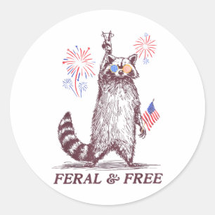Wild & Amp; Freie Patriotische Racoon Ferry und Runder Aufkleber