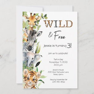 Wild and Free 3e anniversaire de fête Invitation
