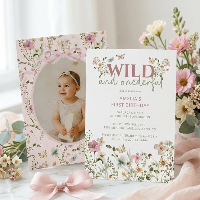 Wild and Onederful Wildflower 1st Birthday Einladung (Von Creator hochgeladen)