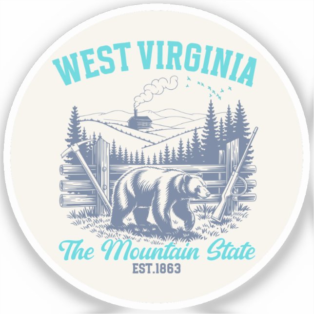 Wild and Scenic West Virginia State Pride Design Aufkleber (Vorderseite)