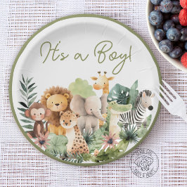 Wild Animal Baby Shower Paper Plate Pappteller