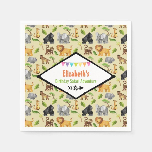 Wild Animal Birthday Safari Adventure Serviette (Vorderseite)