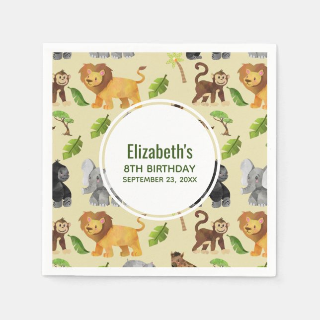 Wild Animal Birthday Safari Adventure Serviette (Vorderseite)
