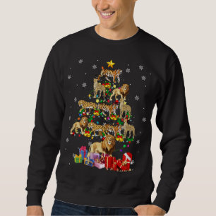 Wild Animal Christmas Tree Xmas Lion Tiger Cheetah Sweatshirt