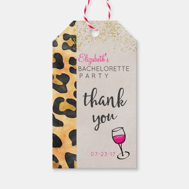 Wild Animal Pattern & Wine Bachelorette Vielen Dan Geschenkanhänger (Vorderseite)