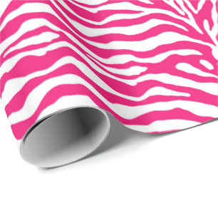 Wild Animal Print, Zebra in Fuchsia Pink und Weiß Geschenkpapier