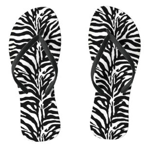 Wild Animal Print, Zebra in Schwarz und Weiß Flip Flops