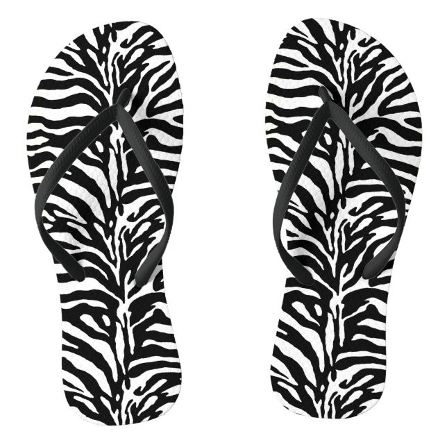 Wild Animal Print, Zebra in Schwarz und Weiß Flip Flops (Fußbett)