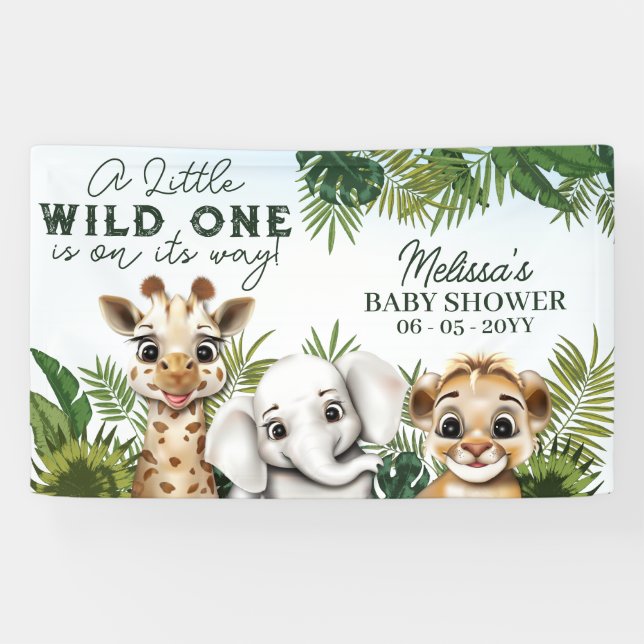 Wild Animal Safari Baby Shower Banner (Horizontal)