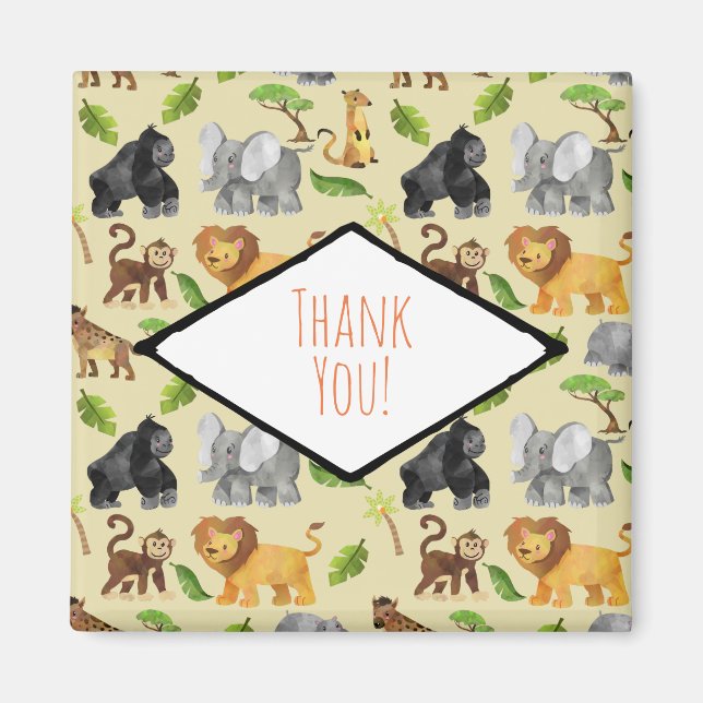 Wild Animal Safari Jungle Muster Vielen Dank Magnet (Vorne)