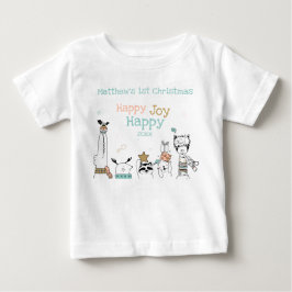 Wild Animals Baby's 1. Weihnachts Happy Joy Baby T-shirt