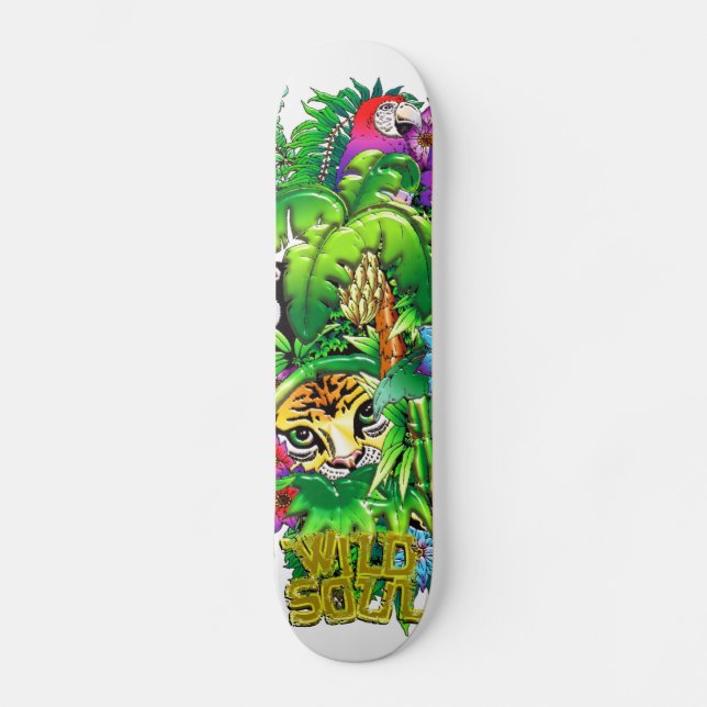 Wild Animals hidden in Surreal Jungle Skateboard (Vorderseite)
