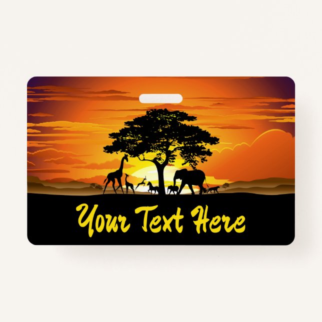 Wild Animals on African Savanna Sunset Ausweis (Vorderseite)