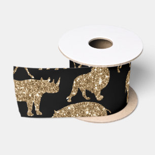 Wild Animals Safari Elegant Golden Glitter Sparkle Satinband