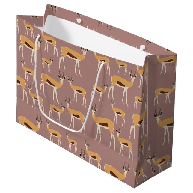 Wild Antelope Animal Pattern Große Geschenktüte (Vorderseite Schrägansicht)