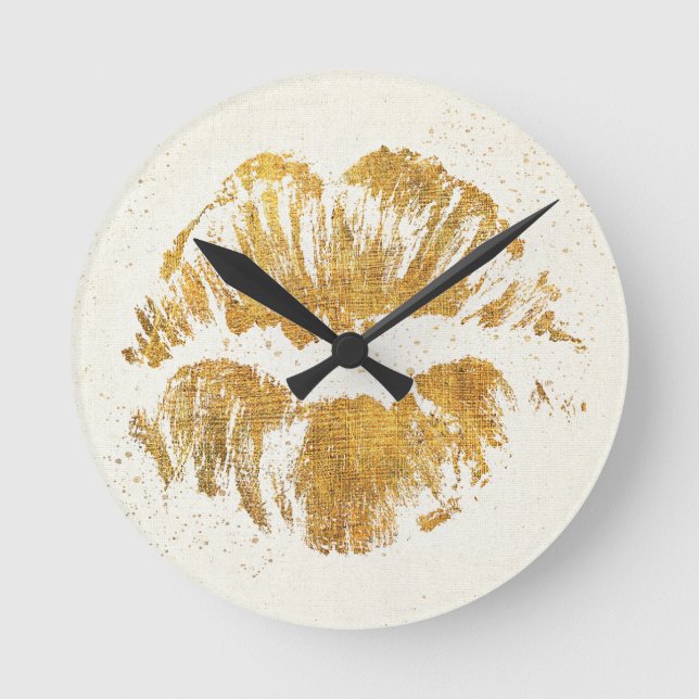 Wild Apple | Elegant Stylish Kiss Runde Wanduhr (Vorderseite)