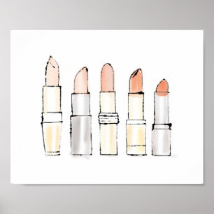 Wild Apple Farbenfrohe moderne Lipstick-Sketch Poster