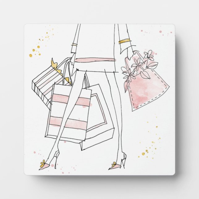 Wild Apple | Modern Pink Fashion Sketch Fotoplatte (Vorderseite)