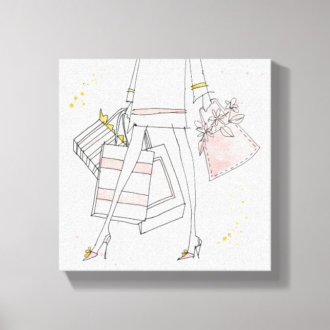 Wild Apple | Modern Pink Fashion Sketch Leinwanddruck (Vorderseite)