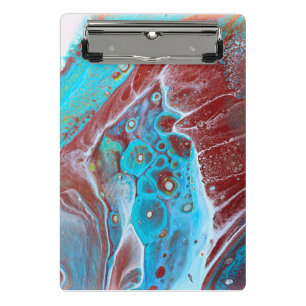 Wild Aquamarine und kupferfarbene Acrylflüssigkeit Mini Klemmbrett