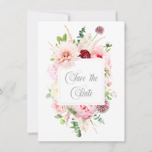 Wild-Aquarellgarten Save the Date rosa