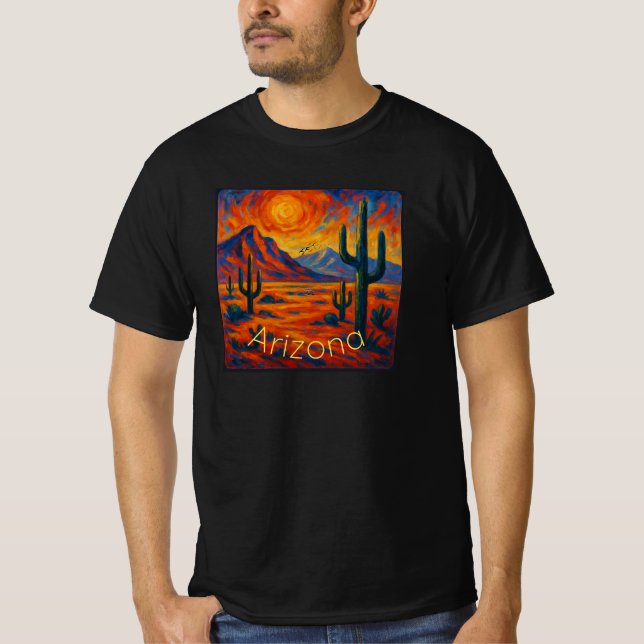 Wild Arizona - Lebhafte Wüstenlandschaft mit Kakte T-Shirt (Vorderseite)