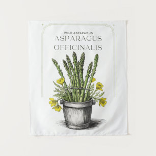 Wild Asparagus Sketch Design: Natur Inspiriert Wandteppich