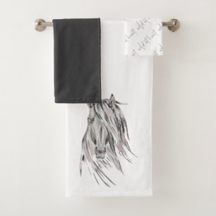 Wild at Heart Aquarell Pferd Neutral Badhandtuch Set