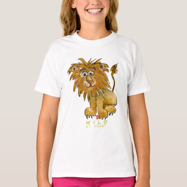 Wild at Heart Cartoon Lion T - Shirt (Vorderseite)
