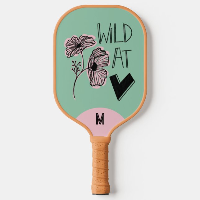Wild At Heart Whimsical Minty Green Pickleball Schläger (Vorderseite)
