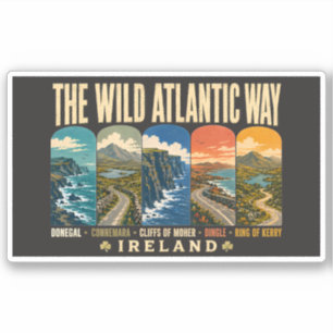 Wild Atlantic Way Irland Landmark-Illustration Aufkleber